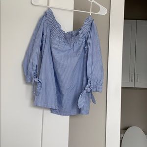 LOFT Blue and White Striped Blouse